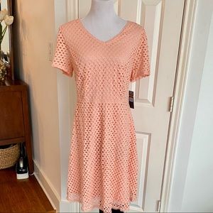 NWT Sharagano Tamarind Peach Eyelet Dress Plus 16